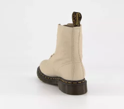 Dr. Martens 8 Eyelet Lace Up Boots Parchment Beige Virginia - Women's Ankle Boots -Bikes Shop 2760388041 bk1