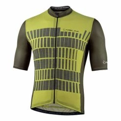 Nalini Bas Wool Short Sleeve Jersey Greyish Green Lime Green