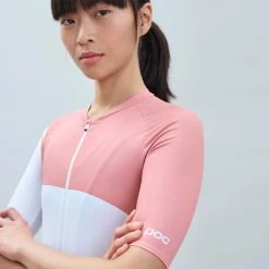 POC Essential Road Print Short Sleeve Jersey White Pink Women -Bikes Shop pc 53312 8623 004