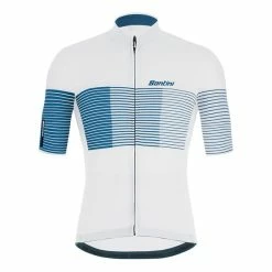 Santini Tono Freccia Short Sleeve Jersey White Blue - Slim Cut