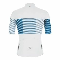 Santini Tono Freccia Short Sleeve Jersey White Blue - Slim Cut -Bikes Shop st 1s94075tonofrec si 003