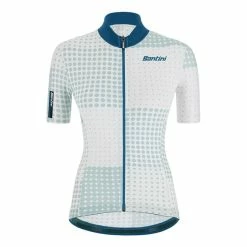 Santini Tono Sfera Short Sleeve Jersey White Blue Women - Slim Cut