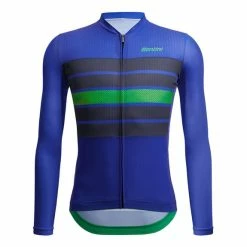 Santini Eco Sleek Bengal Long Sleeve Jersey Blue Green - Sleek Cut