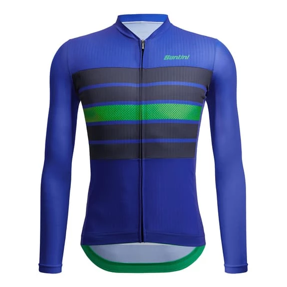 Santini Eco Sleek Bengal Long Sleeve Jersey Blue Green - Sleek Cut 1 Santini Eco Sleek Bengal Long Sleeve Jersey Blue Green - Sleek Cut