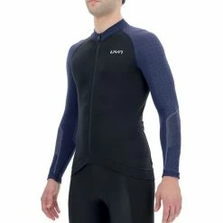 Unleash Your Nature UYN Granfondo Long-Sleeved Jersey Black Navy Blue -Bikes Shop uyn o102073 b822 003