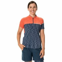 Vaude Altissimo Short Sleeve Jersey Dark Blue Orange Women -Bikes Shop vu 41920 179 003