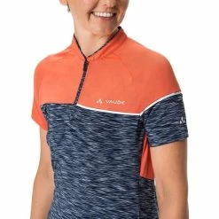 Vaude Altissimo Short Sleeve Jersey Dark Blue Orange Women -Bikes Shop vu 41920 179 005