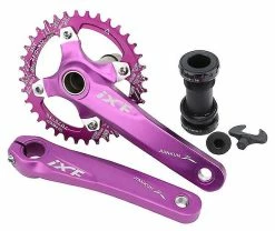 Unbranded Purple 34 Teeth Ixf Hollow Integrated Crankset 104bcd Mtb Bike 170mm Crank Set + Chainring + Bottom Bracket Zf0841