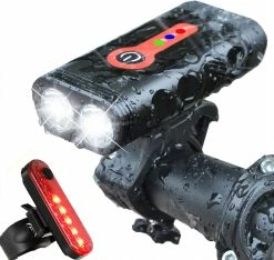 Unbranded Bike Light Set With 5 Modes, 1000 Lumens, Super Bright, 360 Degrees Rotatable, Ip65, Waterproof, Usb