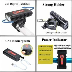 Unbranded Bike Light Set With 5 Modes, 1000 Lumens, Super Bright, 360 Degrees Rotatable, Ip65, Waterproof, Usb -Bikes Shop 195560527 max