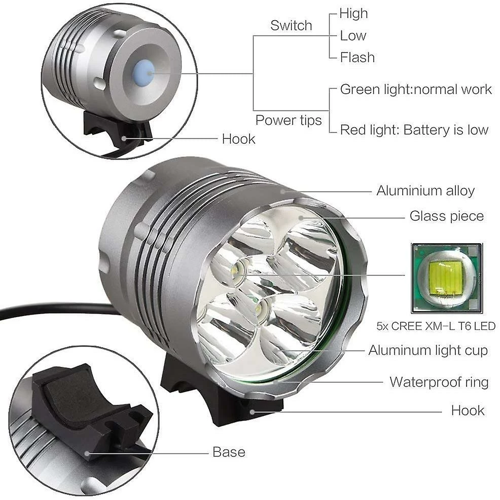 Dawnell Bicycle Lights Waterproof Mountain Bike Front Light Bicycle Light With 3 Mode Front Headlight Rechargeable Battery 2 Dawnell Bicycle Lights Waterproof Mountain Bike Front Light Bicycle Light With 3 Mode Front Headlight Rechargeable Battery - Image 2