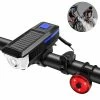 Unbranded Bike Light Set And Horn Solar Powered Usb Rechargeable Bicycle Headlight Taillight