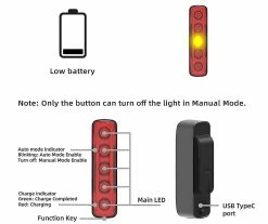Unbranded Rear Bike Light, Usb Rechargeable Led Lamp, Smart Bicycle Back Light, Waterproof -Bikes Shop 250709279 max