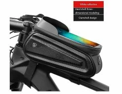Unbranded Hard Shell Bike Bag Front Beam Bag Mountain Bike Mobile Phone Touch Screen Upper Tube Bag Saddle Bag Riding Equipment(black)