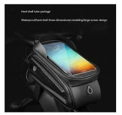Unbranded Hard Shell Bike Bag Front Beam Bag Mountain Bike Mobile Phone Touch Screen Upper Tube Bag Saddle Bag Riding Equipment(black) -Bikes Shop 257057936 max