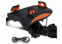 Unbranded Bike Light Set,super Bright Bike Light Set, Bike Front Light Usb Rechargeable,waterproof 4-in-1 Bicycle Led Headlight - Shock-absorbing Phone Holder F