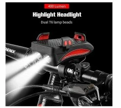 Unbranded Bike Light Set,super Bright Bike Light Set, Bike Front Light Usb Rechargeable,waterproof 4-in-1 Bicycle Led Headlight - Shock-absorbing Phone Holder F -Bikes Shop 257060384 max