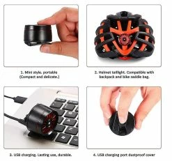 Unbranded Usb Rechargeable Led Bike Rear Light Waterproof Smart Brake Light Sensor 5 Sport Modes Led Cyclist Rear Light Strobe Light Safety Warning(black) -Bikes Shop 257063500 max