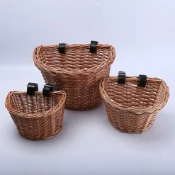 Evago Wicker D-shaped Bike Basket Hand-woven Shopping Basket Bicycle Handlebar Storage Basket With Leather -Bikes Shop 273853349 max