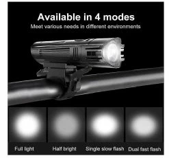Unbranded Bike Light Set, Usb Rechargeable Waterproof Runtime 8+ Hours 2000 Lumen Super Bright Headlight Front Lights, 4 Light Mode Fits All Bicycles, Mountain, -Bikes Shop 286137095 max