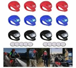 Mssugar 12pcs Bike Lights Front And Back Set, Led Silicone Bicycle Light Front And Rear, Waterproof Bike Headlight And Taillight For Night Cycling(black)