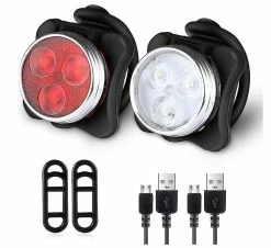 Unbranded Bike Light Set, Usb Rechargeable Led Headlight And Taillight, Brigh...