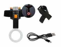 Cycling Youth 1pcs Usb Rechargeable Bike Rear Tail Light Led Bicycle Warning Safety Smart Lamp Circle(black)