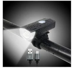 Unbranded Bike Headlight Usb Rechargeable 300 Lumen 3 Mode Bicycle Light Lamp(black)