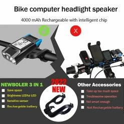 Unbranded 4000mah Bicycle Front Light Set Usb Rechargeable Headlight With Speedometer Horn 800 Lumen Led Bike Lamp Cycling Flashlight -Bikes Shop 327804174 max
