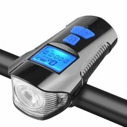 Unbranded Led Bike Light Computer Bike Light With Lcd Meter Display And 120db Bell Shockproof Lighting Waterproof Ipx64 Cyclist 4 Brightness Modes Usb Bike Lamp
