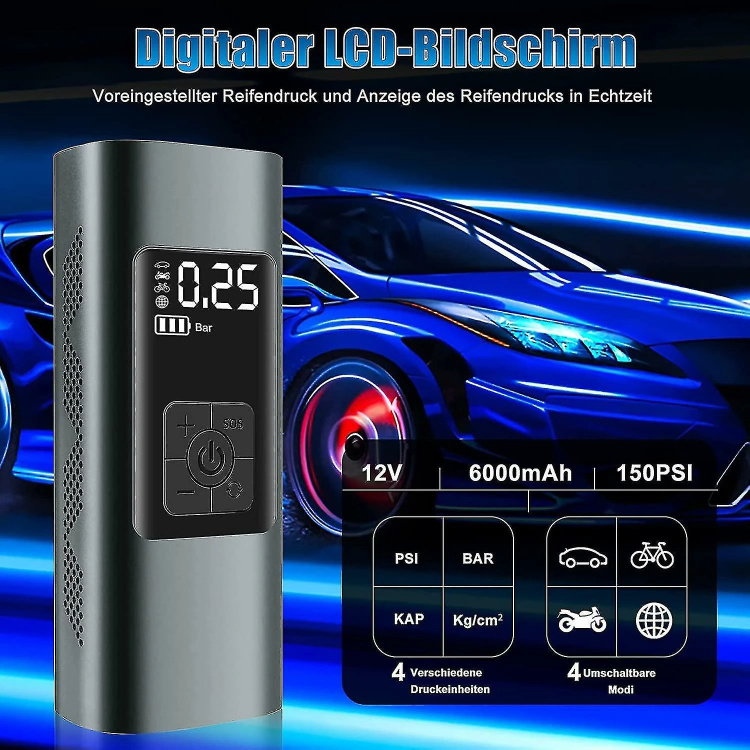 Unbranded Electric Air Pump Car Tire Inflator Portable Rechargeable Air Compressor For Pump Auto Bicycle Bike 2 Unbranded Electric Air Pump Car Tire Inflator Portable Rechargeable Air Compressor For Pump Auto Bicycle Bike - Image 2