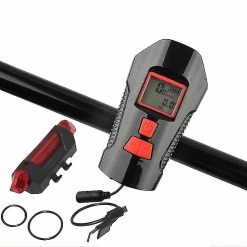 Unbranded Bike Light Night Set, Multifunctional Stopwatch S Speaker Front And Rear, Waterproof Bike Usb Rechargeable With Tail Lights