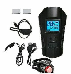 Unbranded Bike Light Night Set, Multifunctional Stopwatch S Speaker Front And Rear, Waterproof Bike Usb Rechargeable With Tail Lights