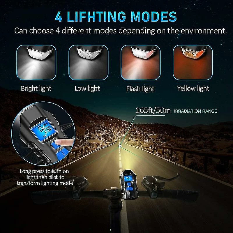 Unbranded Bike Light Night Set, Multifunctional Stopwatch S Speaker Front And Rear, Waterproof Bike Usb Rechargeable With Tail Lights 4 Unbranded Bike Light Night Set, Multifunctional Stopwatch S Speaker Front And Rear, Waterproof Bike Usb Rechargeable With Tail Lights - Image 4