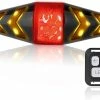 WOSAWE Bike Tail Light With Turn Signals, Usb Rechargeable Ultra Bright Led Safety Warning Bike Brake Rear Lights, Wireless Remote Control, 4 Modes, Waterpro
