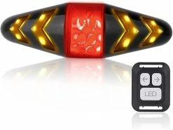 WOSAWE Bike Tail Light With Turn Signals, Usb Rechargeable Ultra Bright Led Safety Warning Bike Brake Rear Lights, Wireless Remote Control, 4 Modes, Waterpro
