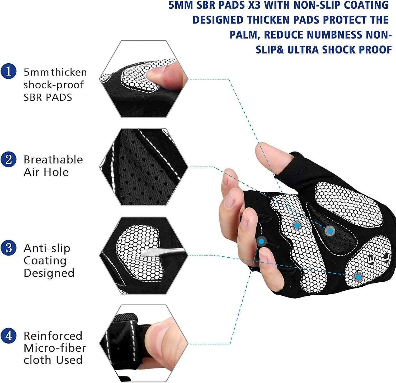 Ksalfye Mens Cycling Gloves,half Finger Biking Glove Mtb Dh Road Bicycle Gloves Gel Pad Shock-absorbing Anti-slip Breathable Motorcycle Mountain Bike Gloves U 2 Ksalfye Mens Cycling Gloves,half Finger Biking Glove Mtb Dh Road Bicycle Gloves Gel Pad Shock-absorbing Anti-slip Breathable Motorcycle Mountain Bike Gloves U - Image 2