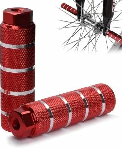 Yuzee 2pcs Bike Foot Pegs Aluminum Alloy Anti-slip 8mm Cycling Pegs For 3/8" Axles Red Bmx Pegs Mtb Cylindrical Pegs Foot Pegs Stunt Pedal For Mountain Bike