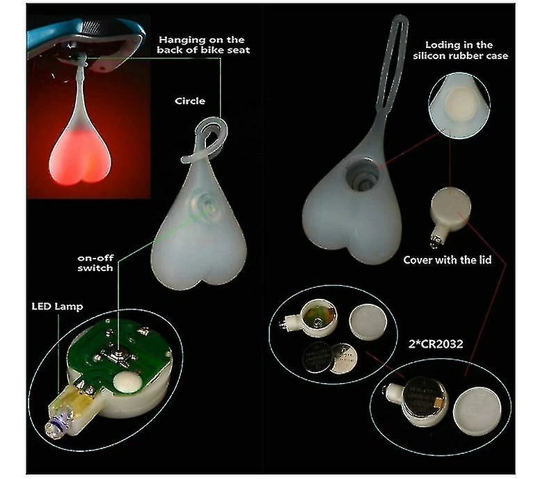 Unbranded Bike Ball Tail Lights, Bike Heart Warning Lights, Night Essential Led Egg Lamp, Waterproof(blue) 3 Unbranded Bike Ball Tail Lights, Bike Heart Warning Lights, Night Essential Led Egg Lamp, Waterproof(blue) - Image 3