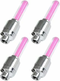 Unbranded Yaju Wheel Valve Light Durable And Practical Bike Nozzle Light Tire Valve Light Bicycle Valve Led Bike Motorcycle (pink) (4pcs)