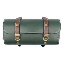 Unbranded Motorcycle Saddle Storage Bag, Pu Leather Bike Handlebar Tool Bag, Barrel Shape