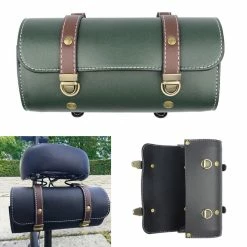 Unbranded Motorcycle Saddle Storage Bag, Pu Leather Bike Handlebar Tool Bag, Barrel Shape -Bikes Shop 409442793 max