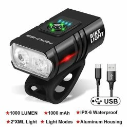 Unbranded Led Lanterna Bicicleta 1000 Lumen Rechargeable Light Mtb Road Mountain Bike Headlight
