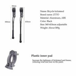 Unbranded Lightweight Bike Kickstand Cycling Alloy Adjustable Length Stand For 22-27 Inch -Bikes Shop 507600718 max