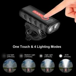Unbranded Bike Light, Powerful 2400 Lumens, 4400mah, Bicycle Light Front Light Usb Rechargeable Led Headlight Lamp, 4 Light Modes, Waterproof Ip65 For Camping, -Bikes Shop 519962868 max