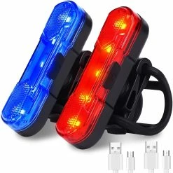 Unbranded 2 Pack Waterproof Usb Rechargeable Bike Rear Lights With 4 Light Modes For Cycling Safety