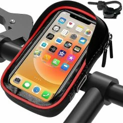 Unbranded Bike Phone Mount Bag Bike Front Frame Handlebar Bag Waterproof Bike Phone Holder Case Bicycle Accessories Pouch Sensitive Touch Screen
