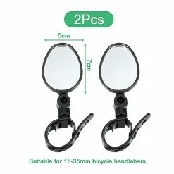 Unbranded 1/2pcs Universal Bicycle Rearview Mirror Adjustable Rotate Wide-angle Cycling Handlebar Rear View For Mtb Road Bike Accessories
