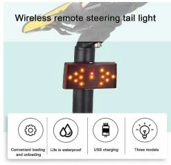 Unbranded Bicycle Turn Signal Led Mountain Bike Smart Wireless Remote Control Tail Light Usb Charging Warning Light Riding Accessories(black) -Bikes Shop 642429570 max