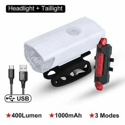 Unbranded Rechargeable Bike Front Bicycle Lights Front Back Rear Taillight Mtb Road Bike Headlight Bicycle Accessories Ciclismo